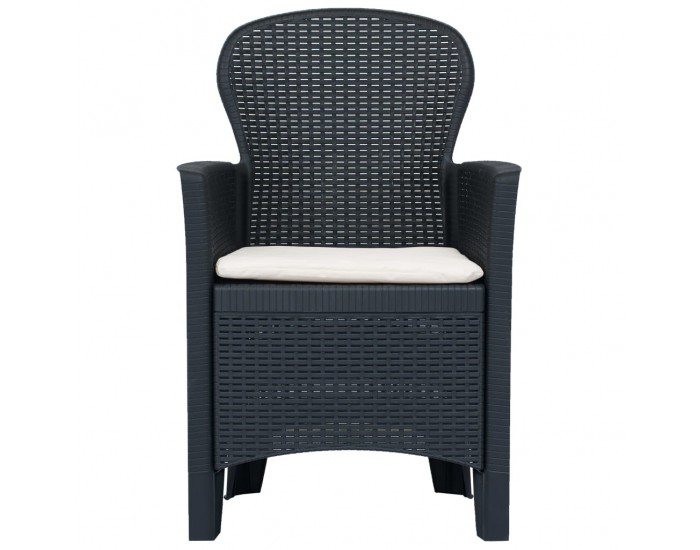 Sonata Градински столове, 2 бр, с възглавници, антрацит, пластмаса -