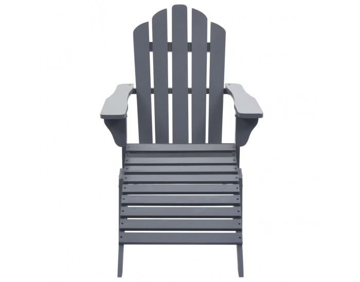 Sonata Градински стол с табуретка, дърво, сив -