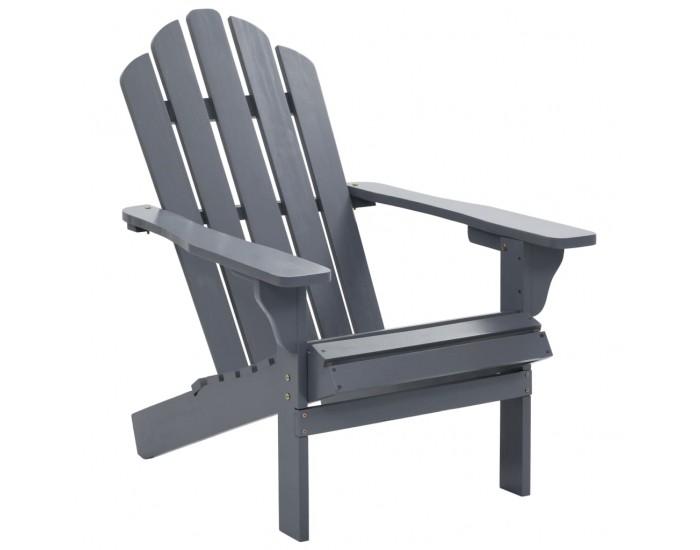 Sonata Градински стол с табуретка, дърво, сив -