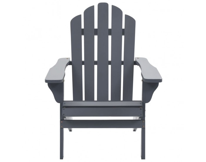 Sonata Градински стол с табуретка, дърво, сив -