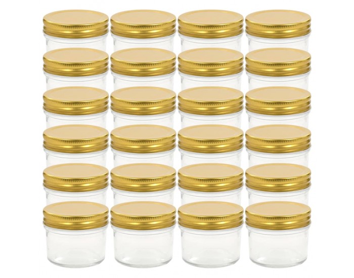 Sonata Стъклени буркани за сладко със златисти капачки, 24 бр, 110 мл -