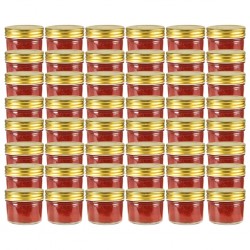 Sonata Стъклени буркани за сладко със златисти капачки, 48 бр, 110 мл - Кухненски прибори