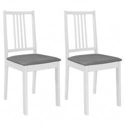 Sonata Трапезни столове с тапицерия, 2 бр, бели, масивна дървесина - Трапезни столове