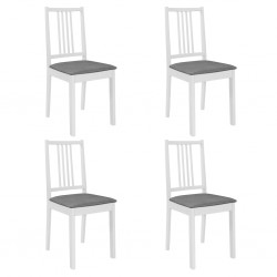 Sonata Трапезни столове с тапицерия, 4 бр, бели, масивна дървесина - Трапезни столове