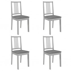 Sonata Трапезни столове с тапицерия, 4 бр, сиви, масивна дървесина - Трапезни столове