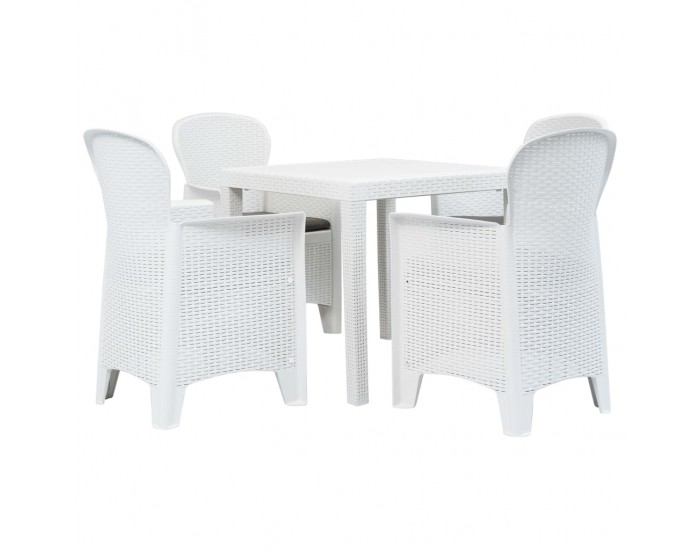 Sonata Външен трапезен комплект 5 части пластмаса бял ратанов вид -