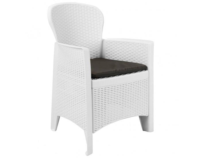 Sonata Външен трапезен комплект 5 части пластмаса бял ратанов вид -