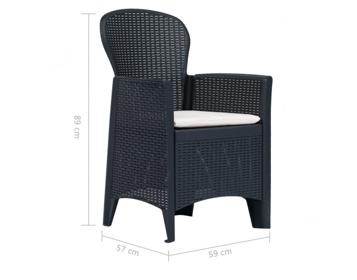 Sonata Външен трапезен комплект 7 части пластмаса антрацит ратанов вид -