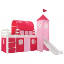 Sonata Високо детско легло с пързалка и стълба, бор, 97х208 см - Детска стая