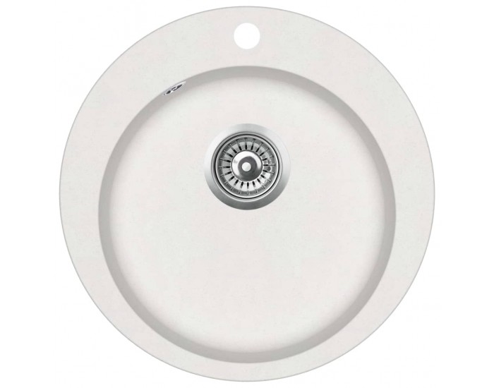 Sonata Гранитна кухненска мивка с едно корито, кръгла, бяла -