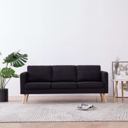 Sonata 3-местен диван, текстил, черен - Мека мебел