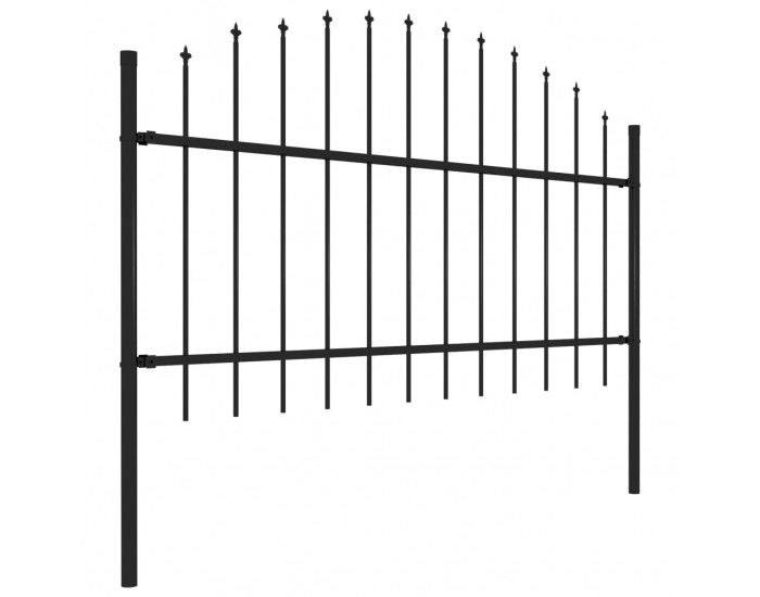 Sonata Градинска ограда с пики (1-1,25)x1,7 м стомана черна -