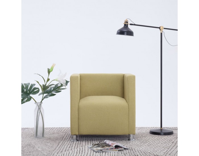 Sonata H Фотьойл с кубична форма, зелен, текстил