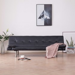 Sonata Разтегателен диван с две възглавници, кафяв, изкуствена кожа - Мека мебел