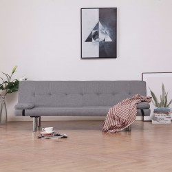 Sonata Разтегателен диван с две възглавници, светлосив, полиестер - Дивани