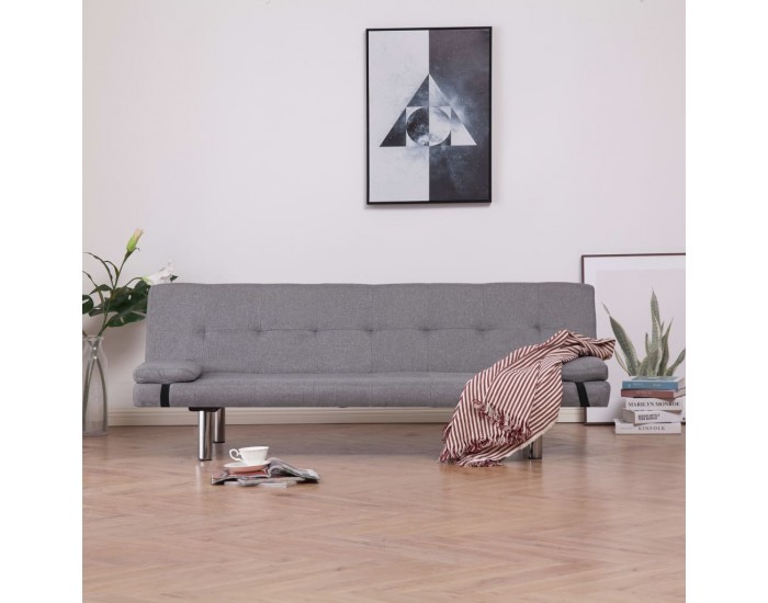 Sonata Разтегателен диван с две възглавници, светлосив, полиестер -