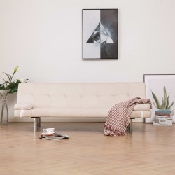 Sonata Разтегателен диван с две възглавници, кремав, полиестер - Дивани