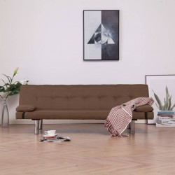 Sonata Разтегателен диван с две възглавници, кафяв, полиестер - Дивани
