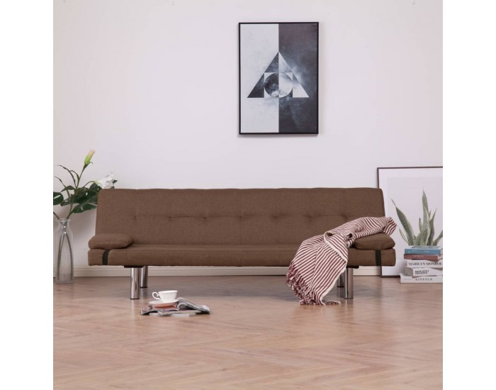 Sonata Разтегателен диван с две възглавници, кафяв, полиестер -