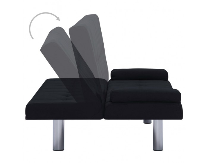 Sonata Разтегателен диван с две възглавници, черен, полиестер -