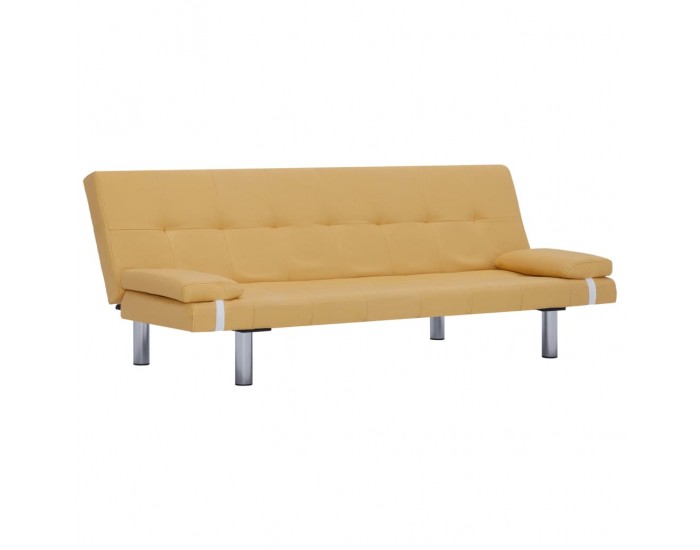 Sonata Разтегателен диван с две възглавници, жълт, полиестер -