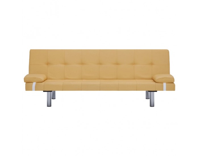Sonata Разтегателен диван с две възглавници, жълт, полиестер -