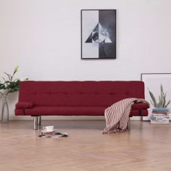 Sonata Разтегателен диван с две възглавници, виненочервен, полиестер - Дивани