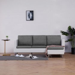 Sonata 3-местен диван с възглавници, бял, изкуствена кожа - Мека мебел