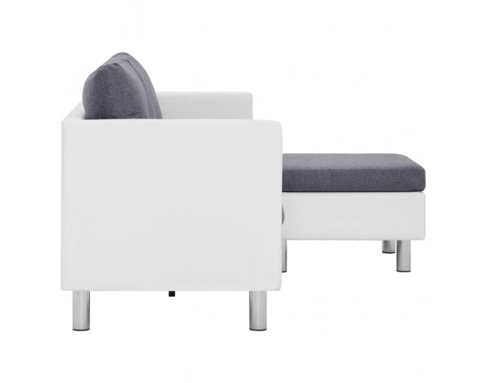 Sonata 3-местен диван с възглавници, бял, изкуствена кожа -