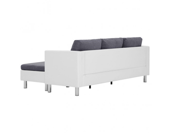 Sonata 3-местен диван с възглавници, бял, изкуствена кожа -
