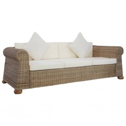 Sonata 3-местен диван с възглавници, естествен цвят, ратан - Мека мебел