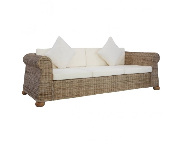 Sonata 3-местен диван с възглавници, естествен цвят, ратан -