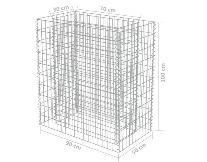 Sonata Габион плантер, поцинкована стомана, 90x50x100 cм -