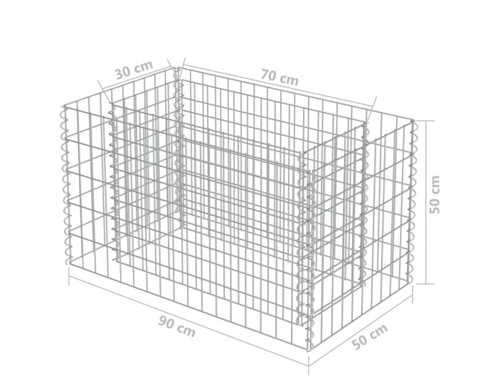 Sonata Габион плантер, поцинкована стомана, 90x50x50 cм -