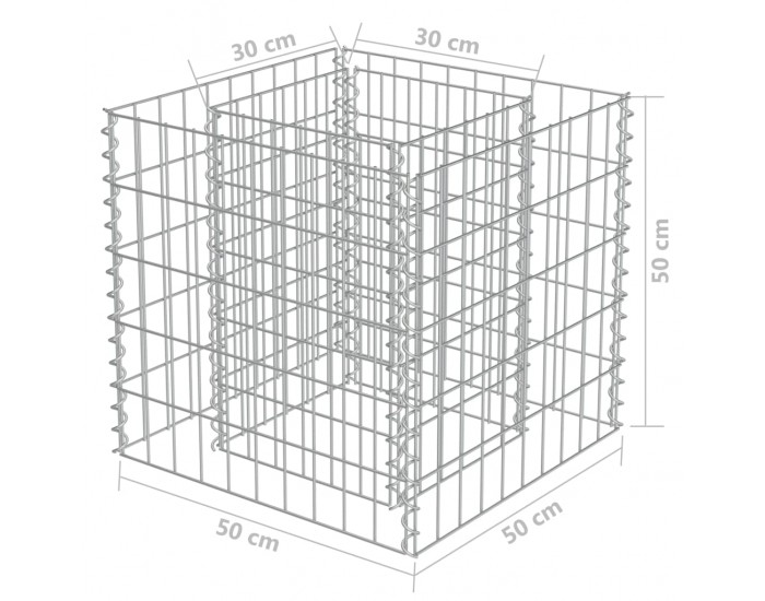 Sonata Габион плантер, поцинкована стомана, 50x50x50 cм -
