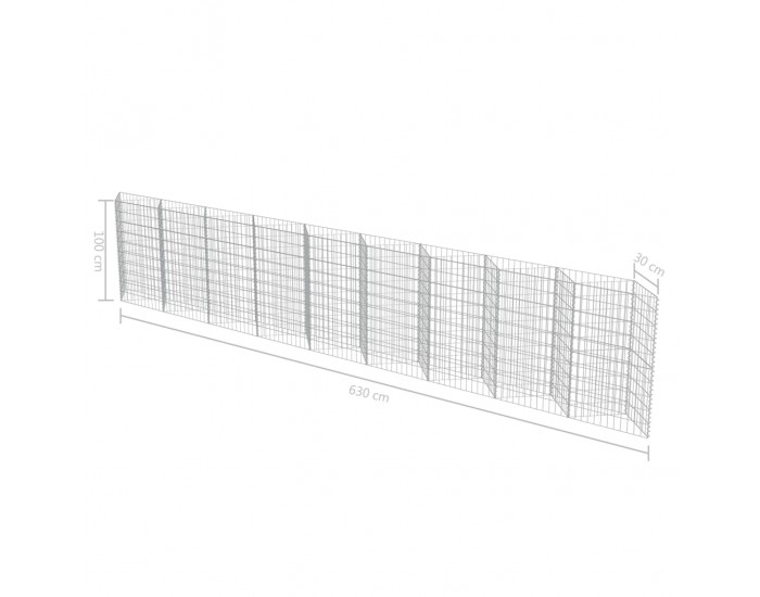 Sonata Габионна стена, поцинкована стомана, 630х30х100 см -