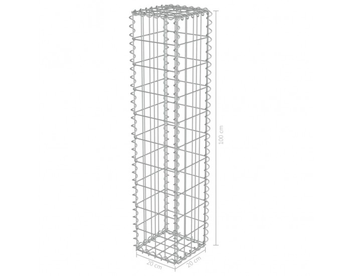 Sonata Габионна стена с капаци, поцинкована стомана, 20x20x100 см -