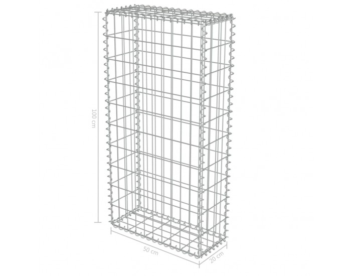 Sonata Габионна стена с капаци, поцинкована стомана, 50x20x100 см -