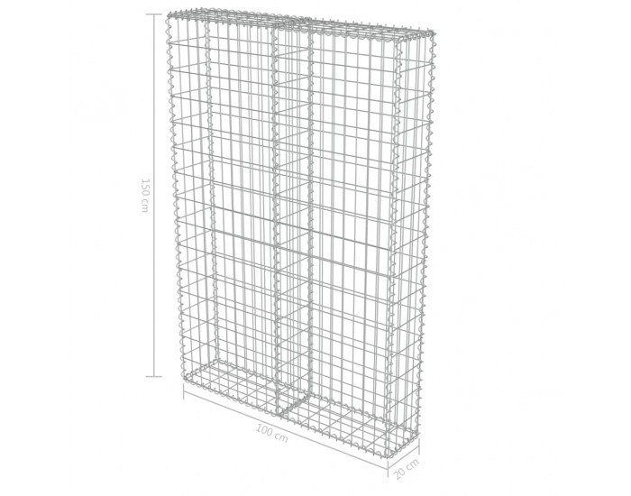 Sonata Габионна стена с капаци, поцинкована стомана, 100х20х150 см -