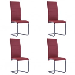 Sonata Трапезни столове, 4 бр, червени, изкуствена кожа - Трапезни столове
