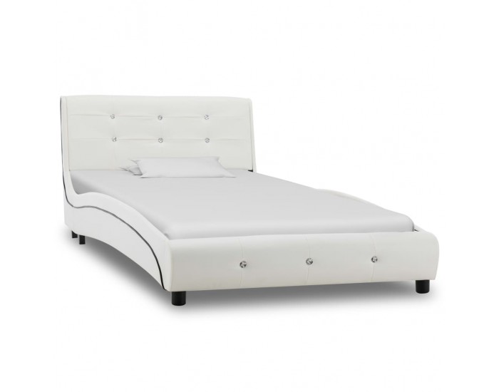 Sonata Рамка за легло, бяла, изкуствена кожа, 90x200 cм -