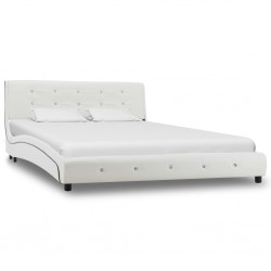 Sonata Рамка за легло, бяла, изкуствена кожа, 140x200 cм - Тапицирани легла
