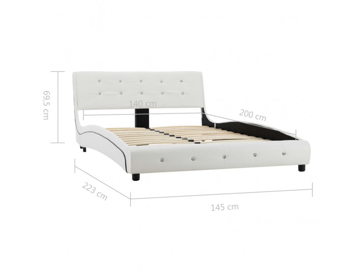 Sonata Рамка за легло, бяла, изкуствена кожа, 140x200 cм -