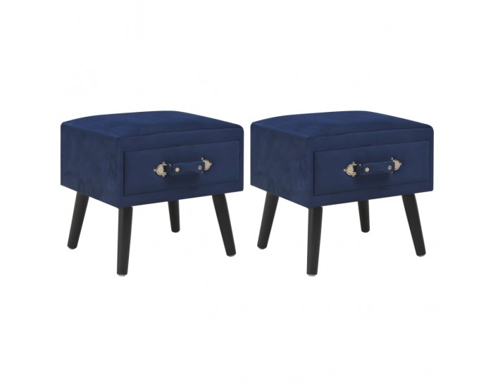 Sonata Нощни шкафчета, 2 бр, сини, 40x35x40 см, кадифе -