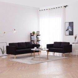 Sonata Комплект дивани, 2 части, текстил, черен - Мека мебел