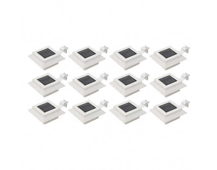 Sonata Градински соларни лампи, 12 бр, LED, квадратни, 12 см, бели -