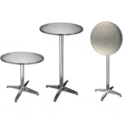 HI Сгъваема бистро-бар маса, алуминий, кръгла,  60x60x(58-115) см - Външни съоражения