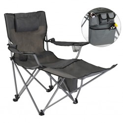 HI Луксозен къмпинг стол с поставка за крака, антрацит - Външни съоражения