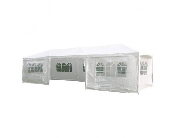 HI Парти палатка със странични стени, 3x9 м, бяла
