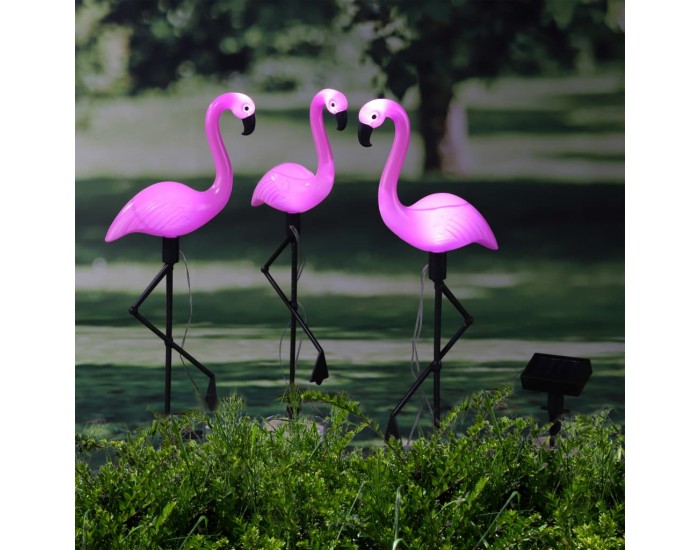 HI Соларни LED градински лампи Flamingo 3 бр